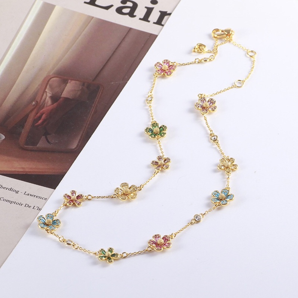 Kate Spade Fresh and Sweet Colorful Flower Multi-Drop Necklace